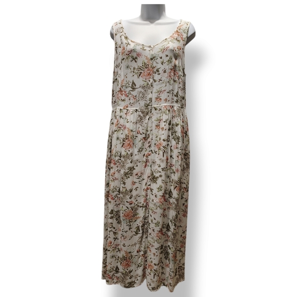 Frye Midi Dress M Button Down Floral Sleeveless Pockets Prairie Cottage Core - Picture 3 of 10
